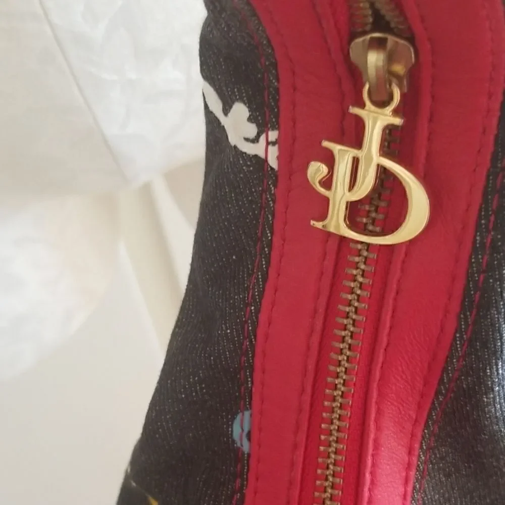 Junior Drake denim/red leather hobo bag, nwot